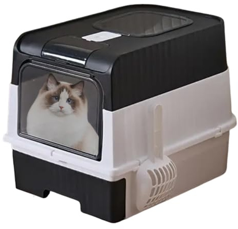Cajas De para Gatos,Cajón con Tapa Y Control De Olores | Recipiente Plegable Ligero para Esquina Fácil Limpieza con Tamiz Interior
