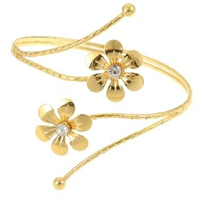 Ticome Armreif Gold Damen, Upper Arm Bracelet,Adjustable Band Cuff Bangle Coil Bracelet with Floral Design,Armband Boho Jewelry for Women Summer Dresses Outfits Accessories
