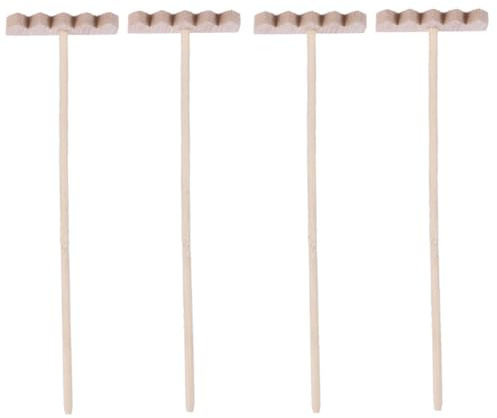 Miniaturrechen aus Bambus, 4 Stück für Sandtisch, Beige | Tischrechen Zubehör, Leicht zu Tragen und Verstauen, Kreative Ideen für Zen Garten und Deko
