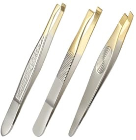 JZK 3x Augenbrauenpinzette, Pinzette für Gesichtsbehaarung Damen & Herren, Präzisionspinzetten-Set für eingewachsene Haare, Mitesserentfernung, Wimpernverlängerung, Augenbrauen zupfen Beauty-Tool