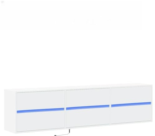 SKM Meuble TV Mural avec LED Blanc 180x31x45 cm,Meubles,Meubles TV,Blanc,40.8KG,3307933