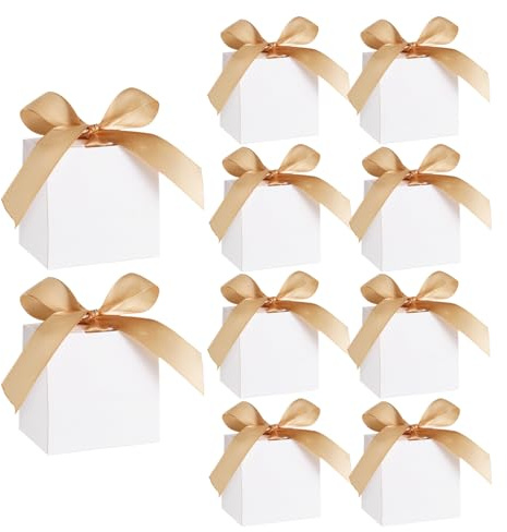 24 Stück Kleine Schachteln 7× 7× 5 cm, Geschenkbox klein mit Deckel und Gold Schleife