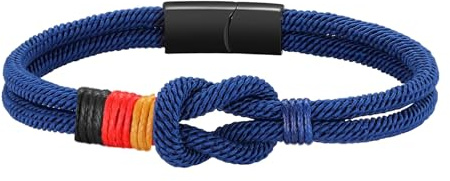 Infinity Knoten Armband Herren - Deutsche Flagge Unendlichkeitszeichen Seil Armbänder Edelstahl Magnetschlusse Segeltau Armband Geschenk für Mann Ehemann Freund Sohn Bruder Neffen Enkel Opa Onkel