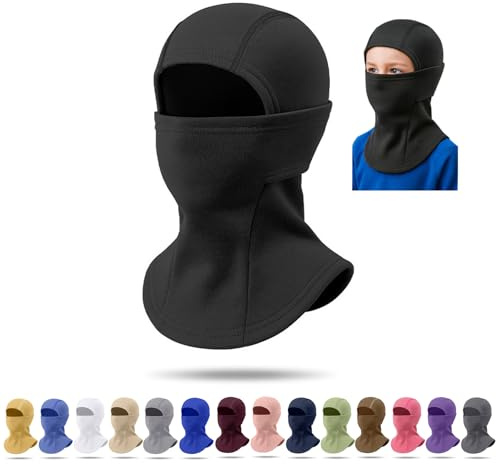 Cmonie Balaclava Ski Face Mask for Kids, Boys & Girls Windproof Face Neck Warmer for Cold Weather Winter Outdoor Sports (Black)