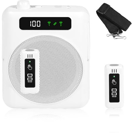 KozyOne Amplificador de voz, micrófono inalámbrico, amplificador de voz portátil Bluetooth con dos micrófonos de solapa magnéticos, para profesores, aulas, discursos, yoga, al aire libre