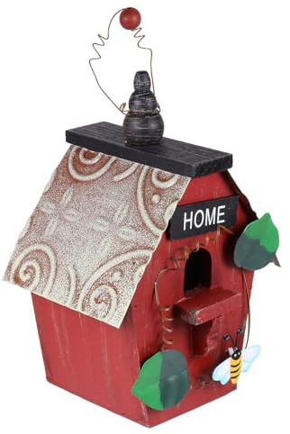 TOYANDONA Nid d'Oiseau Décoratif en Bois Rustique Suspendu pour Jardin Extérieur, Ornement de Cabane en Rondins, Décoration de Nichoir pour Oiseaux