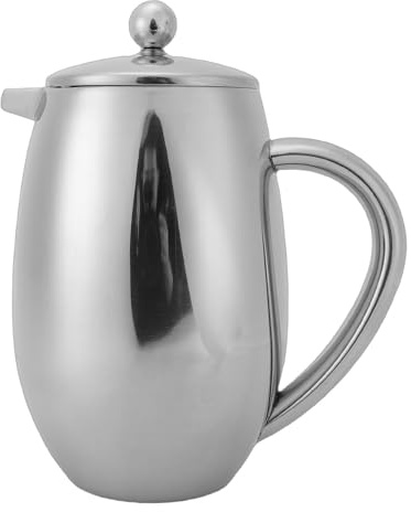 Smandy máquina de café de Prensa Francesa de Metal, Aislamiento de Pared de Doble Capa, Prensa de café con Aislamiento Térmico Al Vacío para Acampar Al Aire libre(600ml)