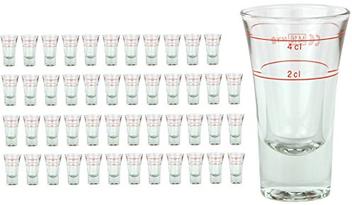 48er Set Schnapsglas DUBLINO mit Eichstrich, 2 cl + 4 cl in Einem, doppelt-geeichtes Spirituosenglas mit Füllstrich, Double Shot Glas, Stamper, hochglänzendes Markenglas, glasklar