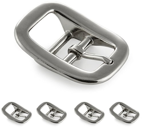 Ganzoo Edelstahl Gürtelschnalle Silber 4er Set, Dornschließe mit Doppelsteg, für Bänder und Gürtel bis 26mm, 63x49mm, für Paracord 550 Knüpfprojekte, Armband, Jeansgürtel, Hundehalsband als Verschluss