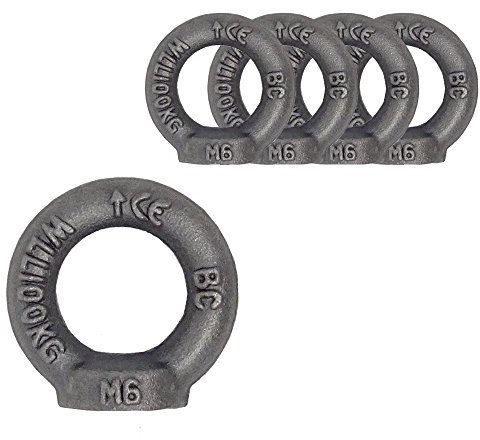 Ringmutter M6 DIN 582 C15E 5 Stück Ösen-Mutter Eisen Roh Dunkelgrau Traglast 70kg