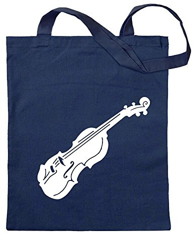 Kiwistar - Baumwolltasche - dunkelblau - Geige - Violine - Musik - Tragetasche Stoffbeutel Umhängetasche Langer Henkel