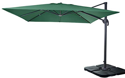 Mendler Ombrellone parasole decentrato HWC-A96 3x3m verde con base