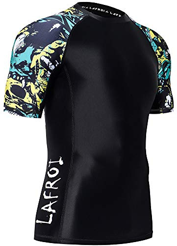 LAFROI Kortärmad UPF 50+ underställ skins kompression utslag skydd för män Fierce Size LG