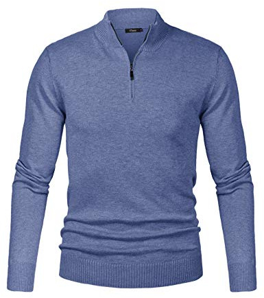 iClosam Men's Winter Warm Zip Pullover with Turtleneck Long Sleeve Knitted Cotton Classic Knit Jumper
