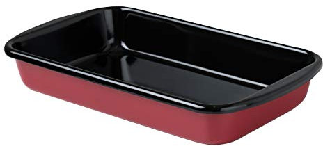 Riess, 0436-020 Casserole Dish 38/22.5 cm Classic Colour Red Dimensions 38 x 21.5 cm Height 7.0 cm Enamel Red/Black Frying Pan Roasting Dish Induction