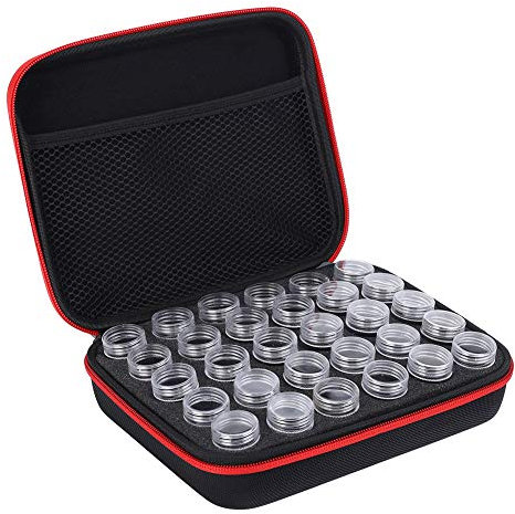 JULYKAI Diamant Peinture Outil Valise Conception Diamant Broderie conteneurs, boîte de Broderie Diamant, 30 Fentes pour Bricolage Diamant Peinture Bricolage Art Artisanat(Red)