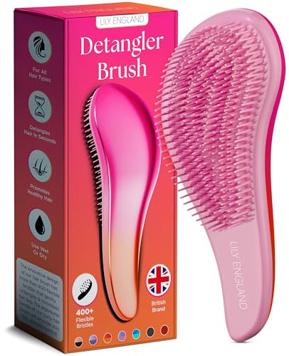 Haarbürste ohne Ziepen | Die Perfekte Detangler-Bürste für Locken, Glattes, Dickes, Dünnes Haar | Haarbürste für Kinder und Damen - Lily England Entwirrbürste für Lange Haare und Kurze (Pink Orange)
