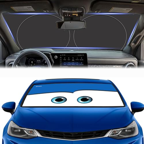 Gven Windshield Sun Shade, 2024 Car Sun Shade for Front Windshield Funny Car Eyes Sunshades Sun Visor Protector Blocks UV Rays Foldable 210T Keep Your Vehicle Cool