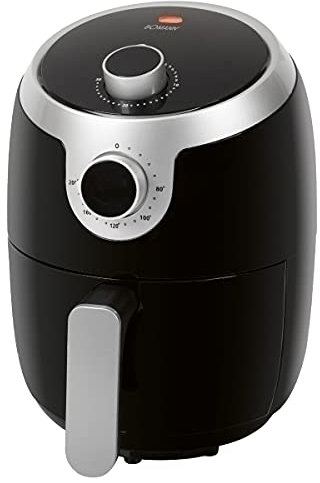 Bomann FR 6050 H CB Heißluft-Fritteuse, Öl- und fettfreie Fritteuse dank Heißluft, 1,8 Liter Kapazität, für Pommes, Chicken Wings uvm., 1000 Watt, Geringe Rauch- und Geruchsentwicklung, schwarz/silber