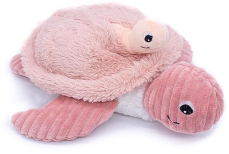 LES DÉGLINGOS - Plüschtier Sauvenou die Schildkröte Mama und Sohn Baby – Original – Schmusetuch ideal ab der Geburt – Geschenkidee zur Geburt – weiches Plüschtier – Rosa 73501