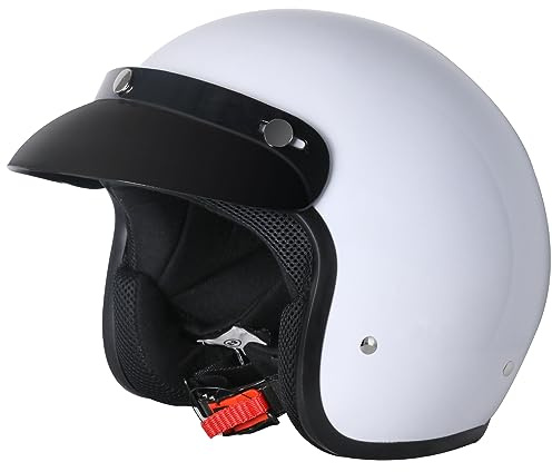 Zorax ZOR-604 Open Face Crash Jet Helmet - White L (59-60cm) | Scooter Motorcycle Motorbike for Men Women Road Legal ECE2206