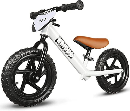 KRIDDO Kinder Laufrad ab 2 Jahren, Lauflernrad Spielzeug für 18 Monate bis 5 Jahre, 12-Zoll mit individualisierbarem Schild, Geschenk Fahrrad Jungs und Mädchen, Baby Balance Bike(2-3 Jahre), Weiß