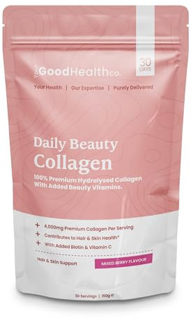 Your Good Health Co. – Your Beauty Premium Collagen Powder, Mixed Berry | 150g | 4,000mg Bovine Peptides | Vitamin C, Biotin – Supports Hair, Skin and Nails | 30 Day Supply