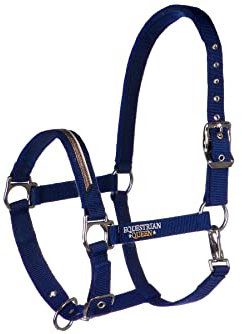EQUESTRIAN QUEEN Paris Halfter für Pferde und Pony, Vlieshalfter, Verstellbares, Ponyhalfter, Stallhalfter, Weidehalfter, weiches Fleece (Pony, Marineblau)