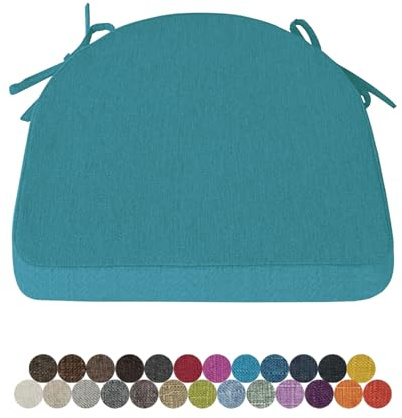 Lsjoaw 1 Stück Stuhlkissen Sitzkissen Stuhl 40X38X38X8 Sitzpolster mit Bindeband Rutschfestes Zierkissen Gartenkissen Halbrund Auflage für Stühle Indoor/Outdoor Sitzauflage,Lake Blue
