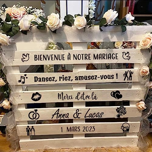 mxn Nom Personnalisé Date Panneau De Mariage Stickers,Panneau Bienvenue Mariage,Bienvenue Mariage Autocollant,Conseil De Mariage Français Panneau,Plan De Table Mariage,Décorations De Mariage