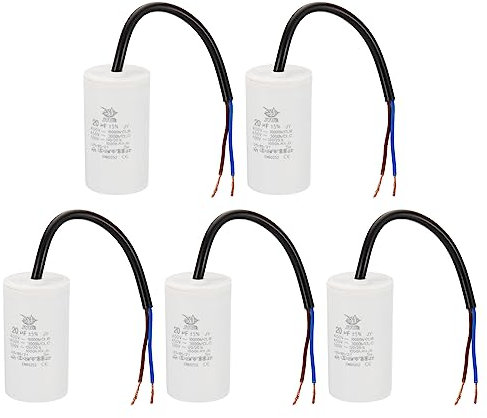 PATIKIL CBB60 20uf Running Capacitor,5Pcs AC 450V 2 Wires 50/60Hz Cylinder 72x40mm for Water Pumps, Washing Machines Motor Start
