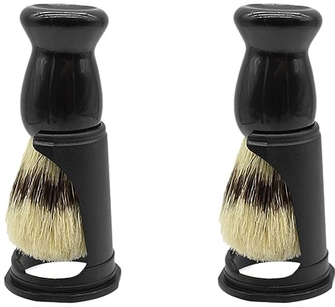 Booso 2 x Bartbürste aus mit weichen Wildschweinborsten, Rasierwerkzeug für Friseur, Set mit Schnurrbartkamm