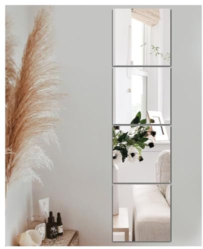 JMITHA Selbstklebende Fliesenspiegel Wandspiegel Spiegelfliesen Selbstklebend HD Glas Spiegel Wandaufkleber Klebespiegel für Badezimmer 35x35cm