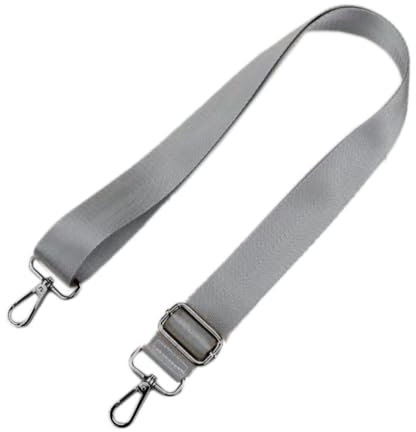 Taschengurt 3.8cm Breit für Damen Herren mit Karabiner,Verstellbarer 80-140cm Taschenriemen,Ersatz Schulterriemen Schultergurt,für Duffel Kameratasche Laptoptasche,Schwarze Schnalle,Silber grau