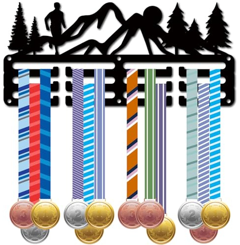 CREATCABIN Trailrunning-Medaillenhalter,Medaillenaufhänger,Medaillenständer,Display,Marathon,Sport,Metall Aufhängen,Auszeichnungen,Eisen,Kleine Halterung,Auszeichnungen Für,Berglauf,Schwarz,29x13cm
