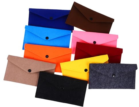 NUOBESTY Filztaschen Kleiner Filzbeutel 10 Stück mit Druckknopfverschluss Leicht und Praktisch für Handy und Schreibwaren für Unterwegs