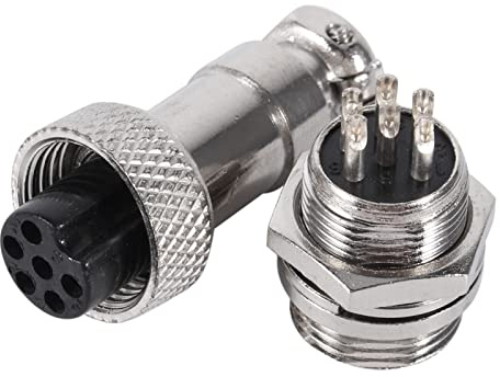 ANKROYU 10 Set Spina di Alimentazione Per Connettori Aeronautici, Connettore Maschio Femmina in Metallo con Filettatura 6 Pin 12mm, Connettore Maschio Femmina Per Aviazione Per Comunicazioni