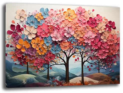 Printerland Quadro Albero della Vita su Tela Canvas, Quadro Moderno da Parete per Soggiorno, Salotto e Camera da Letto, Stampa Artistica Made in Italy Pronta da Appendere (8, 50x70 cm)