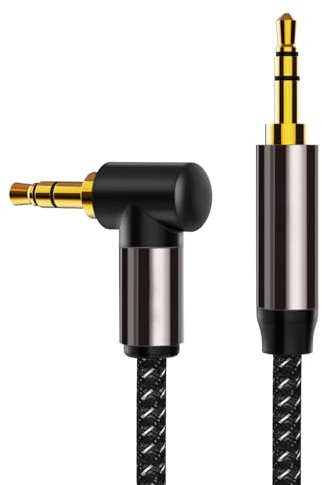 VIOY Aux Cable 1M, 3.5mm Male to Male TRS Stereo Audio Cord 90 Degree