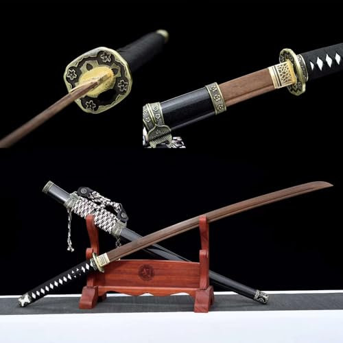 Iaido träsvärd 41 tum trä samurajsvärd, trä katana naturlig sandal, handgjord bokken med massivt trä slida, anime cosplay, träning Kendo, födelsedagspresenter jul män