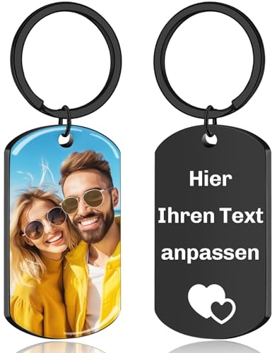 JONZIN Personalisierter Schlüsselanhänger Mit Foto - Gravur Edelstahl Geschenke für Männer