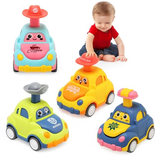 Ballery Jouet de Voiture, 4 Pièces Mini Jouet Voiture Enfant, Friction Véhicules, Jeux Éducatifs pour 1 2 3 4 5 Ans Enfants Garçons Filles
