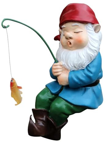 Angelhof – Angler-Gartenzwerg, Gartenskulptur, Wichtel, Rasenstatue, humorvolle Harzfiguren, Gartenzwerg, Outdoor-Dekoration für Garten, Rasen, See, Bachlauf, Ornament für Wasserspiele