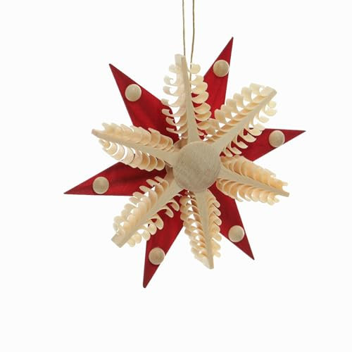 Rudolphs Schatzkiste Christbaumschmuck Spanstern mit roten Kieferholzsegementen BxHxT=8x8x1,5cm NEU Christbaumschmuck Weihnachtsbaumschmuck Holzbaum Weihnachtsbaum Weihnachten Baumschmuck Holzschmuck