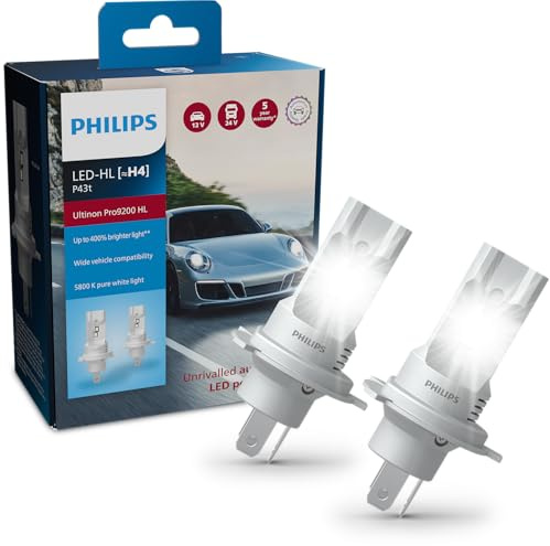 Philips Ultinon Pro9200 LED ampoule de phare automobile (H4), +400%, 5.800K, set de 2