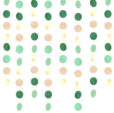 Funkeln Papier Girlande Gold, Runde Papier Girlande, 8 Stücke 2 Meter Hängende Party Dekorationen, Grün Gold Kreis Girlande, Kreisförmigen Punkten Papiergirlande, für Geburtstag Hochzeit