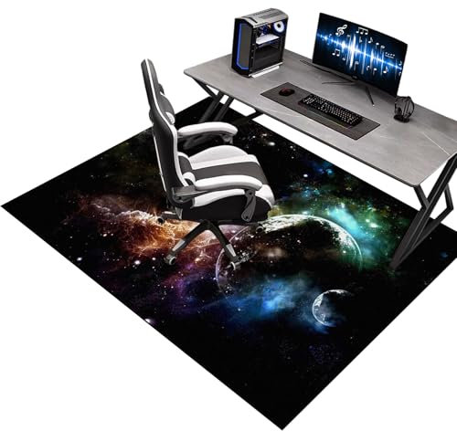 Bodenschutzmatte Bürostuhl für Hartböden, 140 x 180 cm Gaming Teppich Stuhlunterlage, Bodenmatte für Rollstühle, Unterlage Schreibtischstuhl, Gaming Stuhlmatten, Schwarz Mehrzweck-Stuhlteppich