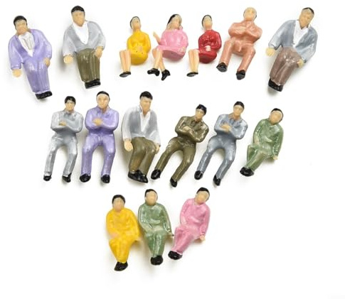 HOHOVYVY 50 Stück Sitzende Bemalte Modellfiguren Eisenbahn Passagiere 1:50 Maßstab Für Modellbahn Zubehör