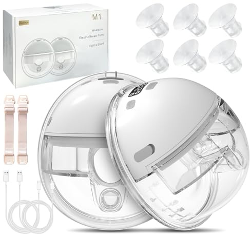 YADOBIG Milchpumpe Elektrisch Freihändig (2er Set), Tragbare Brustpumpe Elektrisch Handsfree mit LED-Display, 4 Modi & 12 Stufen, Electric Breast Pump Kabellos, 17/19/21mm, BPA-Frei