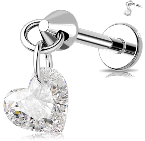 Melighting Titan Knorpel Ohrring Innengewinde 16G Helix Stud Flat Back Ohrring Baumeln Labret Ohrring CZ Tragus Piercing Schmuck